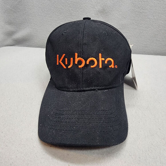 KUBOTA Tractor FLEXFIT Black Embroidered Baseball Hat Cap Flat Curved Brim NWT - Picture 2 of 7